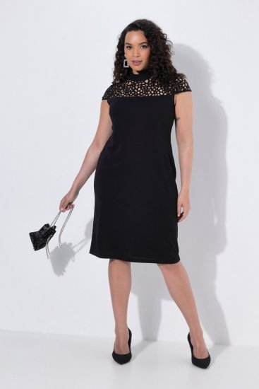 Ulla Popken 853808 Robe à manches courtes et col roulé Noir - Robes - Robes pour toutes les tailles