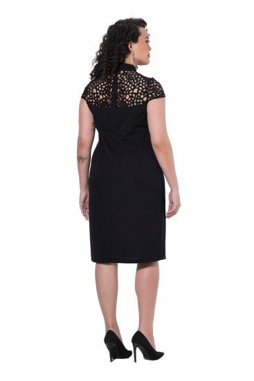 Ulla Popken 853808 Robe à manches courtes et col roulé Noir - Robes - Robes pour toutes les tailles
