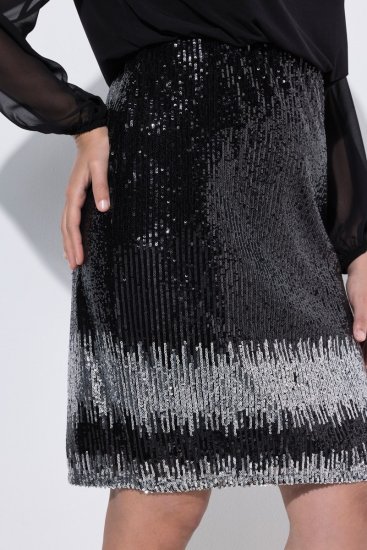 Ulla Popken 853810 Robe à sequins Noir - Robes de soirée - Robes de soirée grande taille