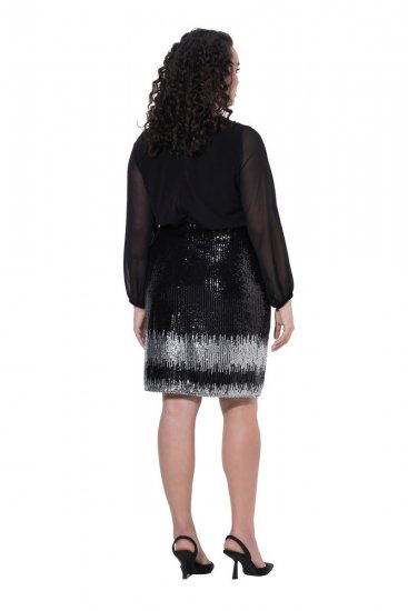 Ulla Popken 853810 Robe à sequins Noir - Robes de soirée - Robes de soirée grande taille