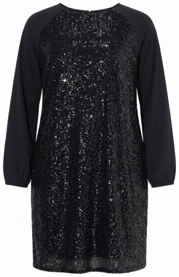 Ulla Popken 853871 Robe à sequins Noir - Robes de soirée - Robes de soirée grande taille