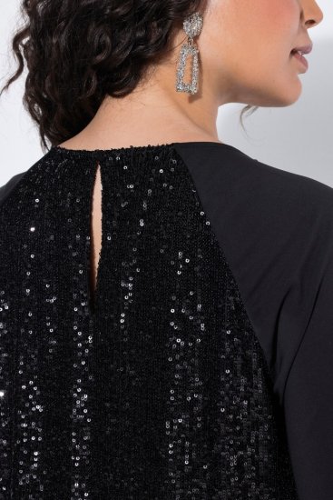 Ulla Popken 853871 Robe à sequins Noir - Robes de soirée - Robes de soirée grande taille
