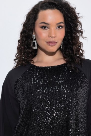 Ulla Popken 853871 Robe à sequins Noir - Robes de soirée - Robes de soirée grande taille