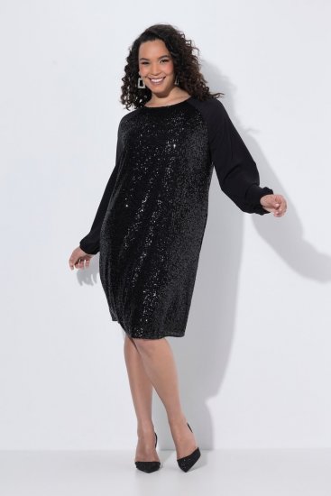 Ulla Popken 853871 Robe à sequins Noir - Robes de soirée - Robes de soirée grande taille