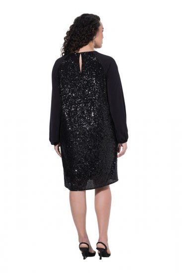 Ulla Popken 853871 Robe à sequins Noir - Robes de soirée - Robes de soirée grande taille