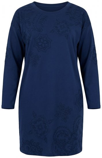 Ulla Popken 853877 Robe sweat fleurie Bleu marine - Robes - Robes pour toutes les tailles