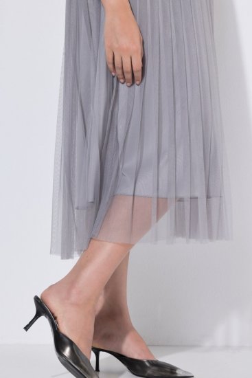 Ulla Popken 853879 Robe mi-longue trapèze Gris - Robes midi - Robes midi grande taille