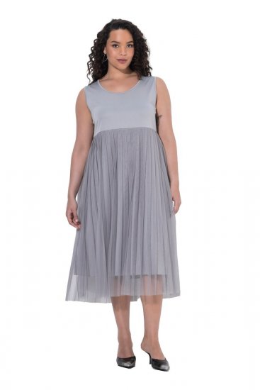 Ulla Popken 853879 Robe mi-longue trapèze Gris - Robes midi - Robes midi grande taille