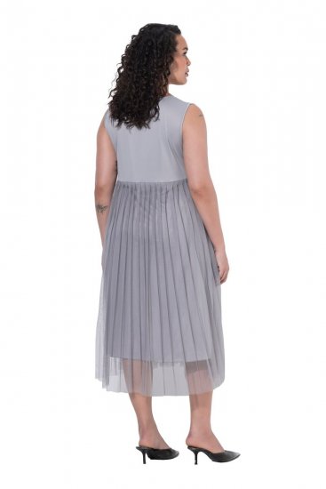Ulla Popken 853879 Robe mi-longue trapèze Gris - Robes midi - Robes midi grande taille