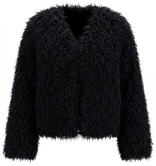 Ulla Popken 853894 Veste courte en fausse fourrure Noir - Vestes - Vestes femme grande taille