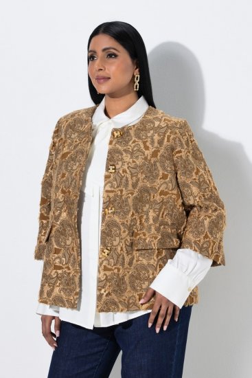 Ulla Popken 853996 Veste Marron clair - Vestes - Vestes femme grande taille