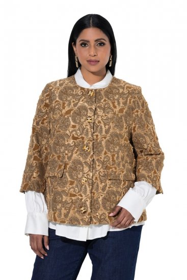 Ulla Popken 853996 Veste Marron clair - Vestes - Vestes femme grande taille