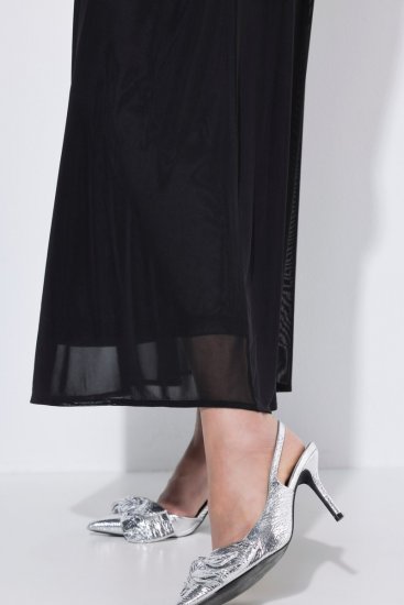 Ulla Popken 854031 Robe en mousseline à manches courtes Noir - Robes de soirée - Robes de soirée grande taille