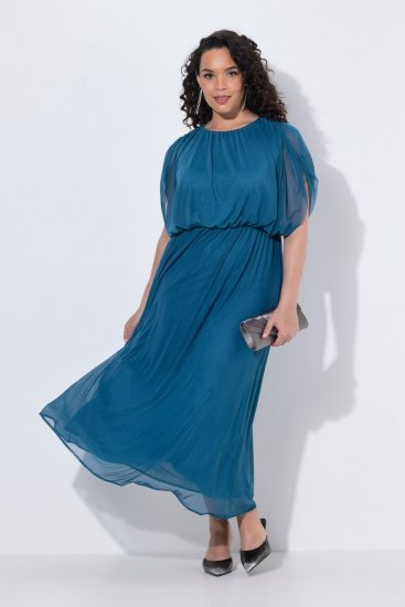Ulla Popken 854031 Robe longue sans manches Pétrole - Robes maxi - Robes maxi grande taille