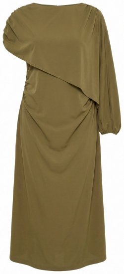 Ulla Popken 854048 Robe longue à manches longues Vert olive - Robes maxi - Robes maxi grande taille
