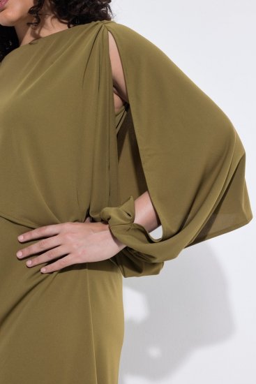 Ulla Popken 854048 Robe longue à manches longues Vert olive - Robes maxi - Robes maxi grande taille