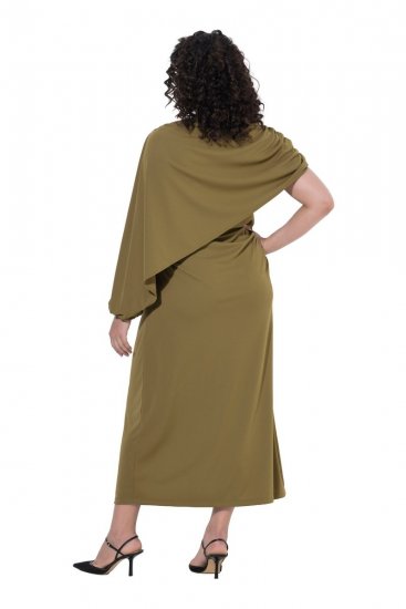 Ulla Popken 854048 Robe longue à manches longues Vert olive - Robes maxi - Robes maxi grande taille