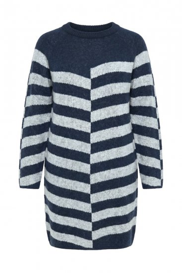 Ulla Popken 854095 Robe en maille à manches longues Bleu marine - Robes - Robes pour toutes les tailles