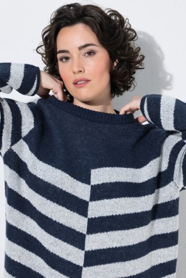 Ulla Popken 854095 Robe en maille à manches longues Bleu marine - Robes - Robes pour toutes les tailles