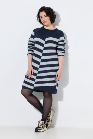 Ulla Popken 854095 Robe en maille à manches longues Bleu marine - Robes - Robes pour toutes les tailles