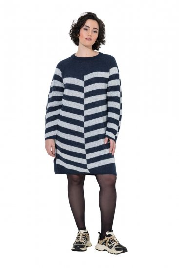 Ulla Popken 854095 Robe en maille à manches longues Bleu marine - Robes - Robes pour toutes les tailles