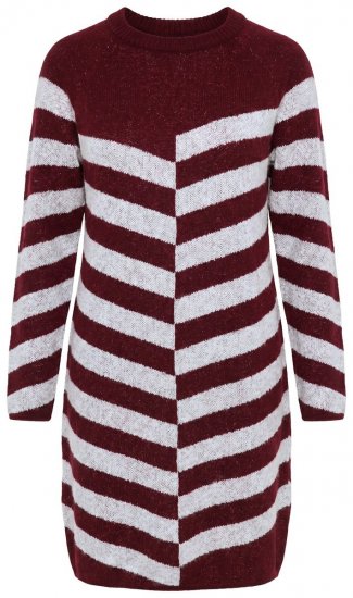 Ulla Popken 854095 Robe en maille rayée Bordeaux - Robes - Robes pour toutes les tailles