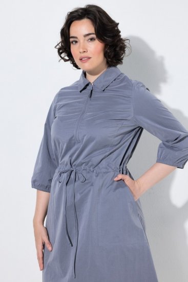 Ulla Popken 854413 Robe mi-longue à cordon Gris - Robes midi - Robes midi grande taille