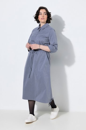 Ulla Popken 854413 Robe mi-longue à cordon Gris - Robes midi - Robes midi grande taille