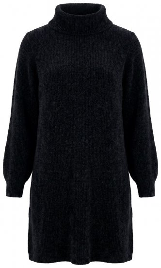 Ulla Popken 854602 Robe en maille à manches longues et col roulé Noir - Robes - Robes pour toutes les tailles