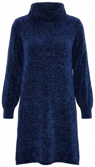 Ulla Popken 854602 Robe en maille à manches longues et col roulé Bleu marine - Robes - Robes pour toutes les tailles