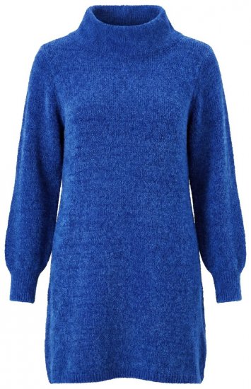Ulla Popken 854602 Robe en maille à manches longues et col roulé Bleu - Robes - Robes pour toutes les tailles