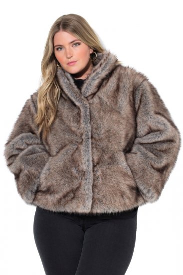 Ulla Popken 854617 Veste en fausse fourrure Beige - Vestes - Vestes femme grande taille