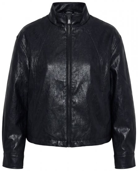 Ulla Popken 854795 Veste motard en similicuir Noir - Vestes - Vestes femme grande taille