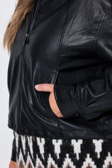 Ulla Popken 854795 Veste motard en similicuir Noir - Vestes - Vestes femme grande taille