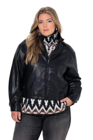 Ulla Popken 854795 Veste motard en similicuir Noir - Vestes - Vestes femme grande taille