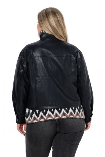 Ulla Popken 854795 Veste motard en similicuir Noir - Vestes - Vestes femme grande taille