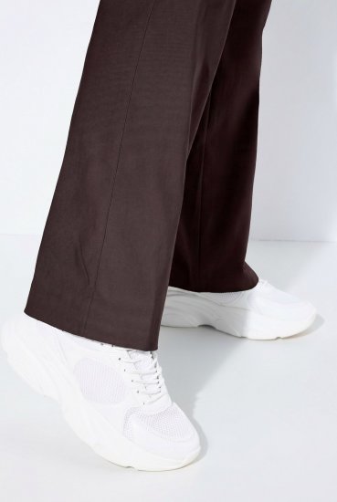 Ulla Popken 854910 Pantalon stretch chaud à taille élastique Brun acajou - Pantalons en tissu - Pantalons fluides femme grande taille