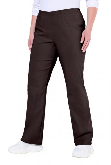 Ulla Popken 854910 Pantalon stretch chaud à taille élastique Brun acajou - Pantalons en tissu - Pantalons fluides femme grande taille