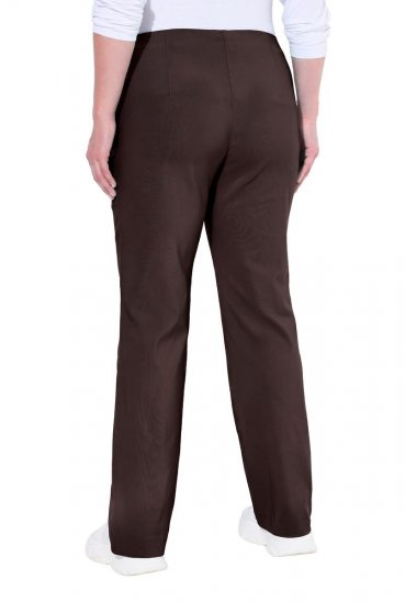 Ulla Popken 854910 Pantalon stretch chaud à taille élastique Brun acajou - Pantalons en tissu - Pantalons fluides femme grande taille