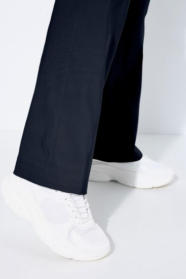 Ulla Popken 854910 Pantalon stretch chaud à taille élastique Bleu marine - Pantalons en tissu - Pantalons fluides femme grande taille