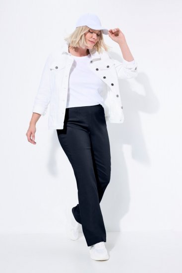 Ulla Popken 854910 Pantalon stretch chaud à taille élastique Bleu marine - Pantalons en tissu - Pantalons fluides femme grande taille