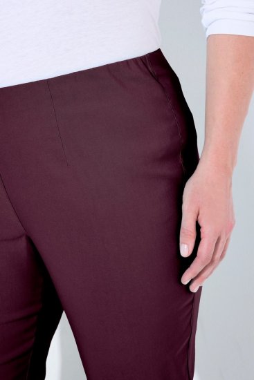 Ulla Popken 854910 Pantalon stretch chaud à taille élastique Aubergine - Pantalons en tissu - Pantalons fluides femme grande taille