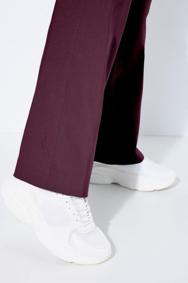 Ulla Popken 854910 Pantalon stretch chaud à taille élastique Aubergine - Pantalons en tissu - Pantalons fluides femme grande taille