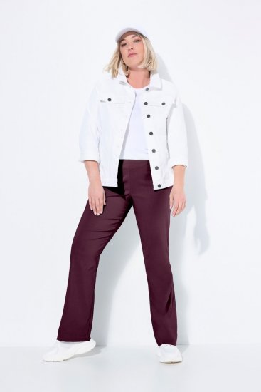 Ulla Popken 854910 Pantalon stretch chaud à taille élastique Aubergine - Pantalons en tissu - Pantalons fluides femme grande taille
