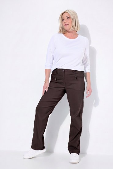 Ulla Popken 854987 Pantalon stretch chaud à ceinture confort Brun acajou - Pantalons en tissu - Pantalons fluides femme grande taille
