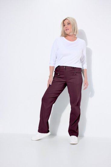 Ulla Popken 854987 Pantalon stretch chaud à ceinture confort Aubergine - Pantalons en tissu - Pantalons fluides femme grande taille
