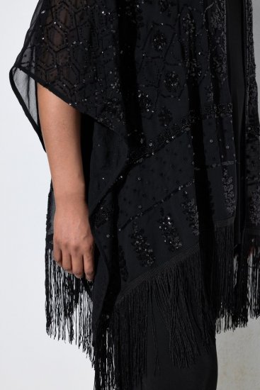 Ulla Popken 855134 Veste à sequins Noir - Vestes - Vestes femme grande taille