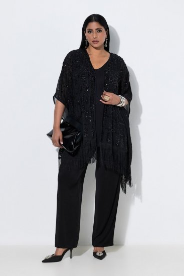 Ulla Popken 855134 Veste à sequins Noir - Vestes - Vestes femme grande taille