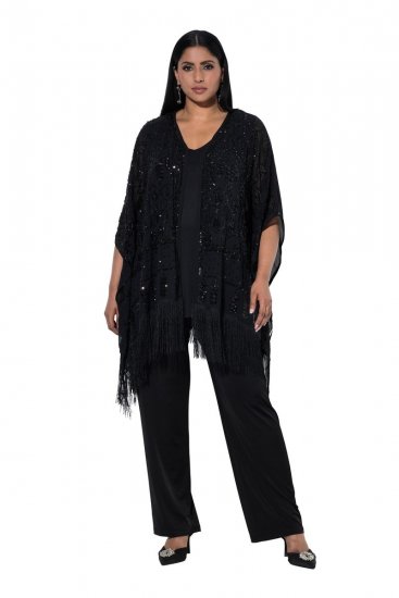 Ulla Popken 855134 Veste à sequins Noir - Vestes - Vestes femme grande taille
