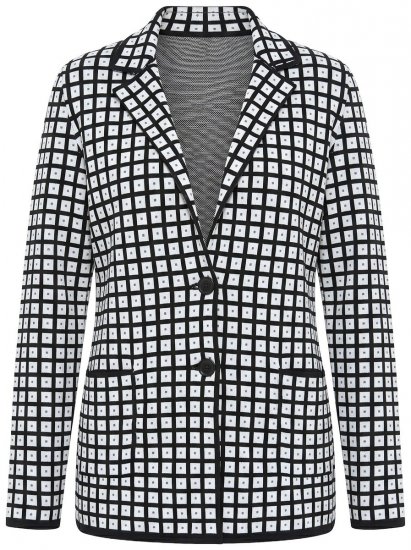 Ulla Popken 855173 Blazer en maille à carreaux Blanc cassé - Blazers - Blazers grande taille pour femme